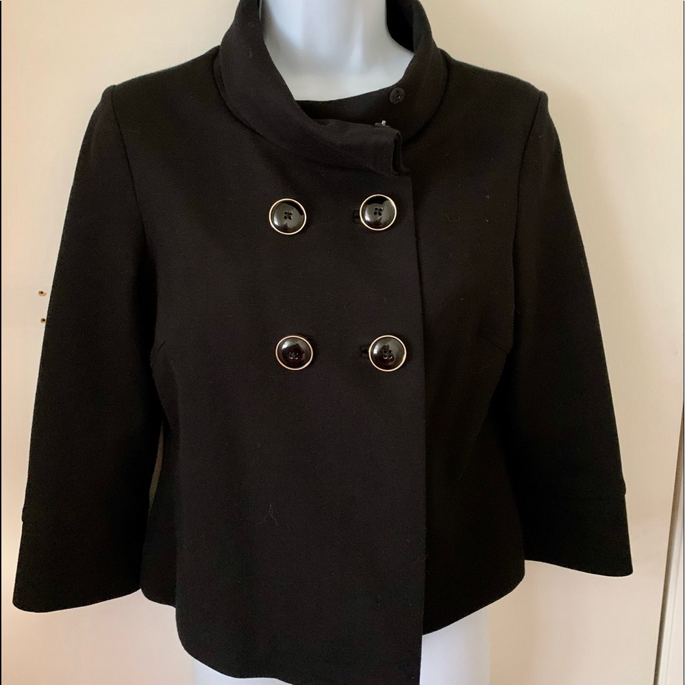 Banana Republic Black Crop Pea Coat style S Petite